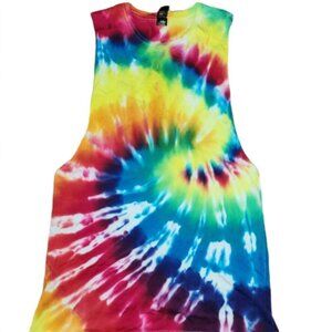 RAINBOW SPIRAL TIE DYE Tank Top T-Shirt || XS EUC